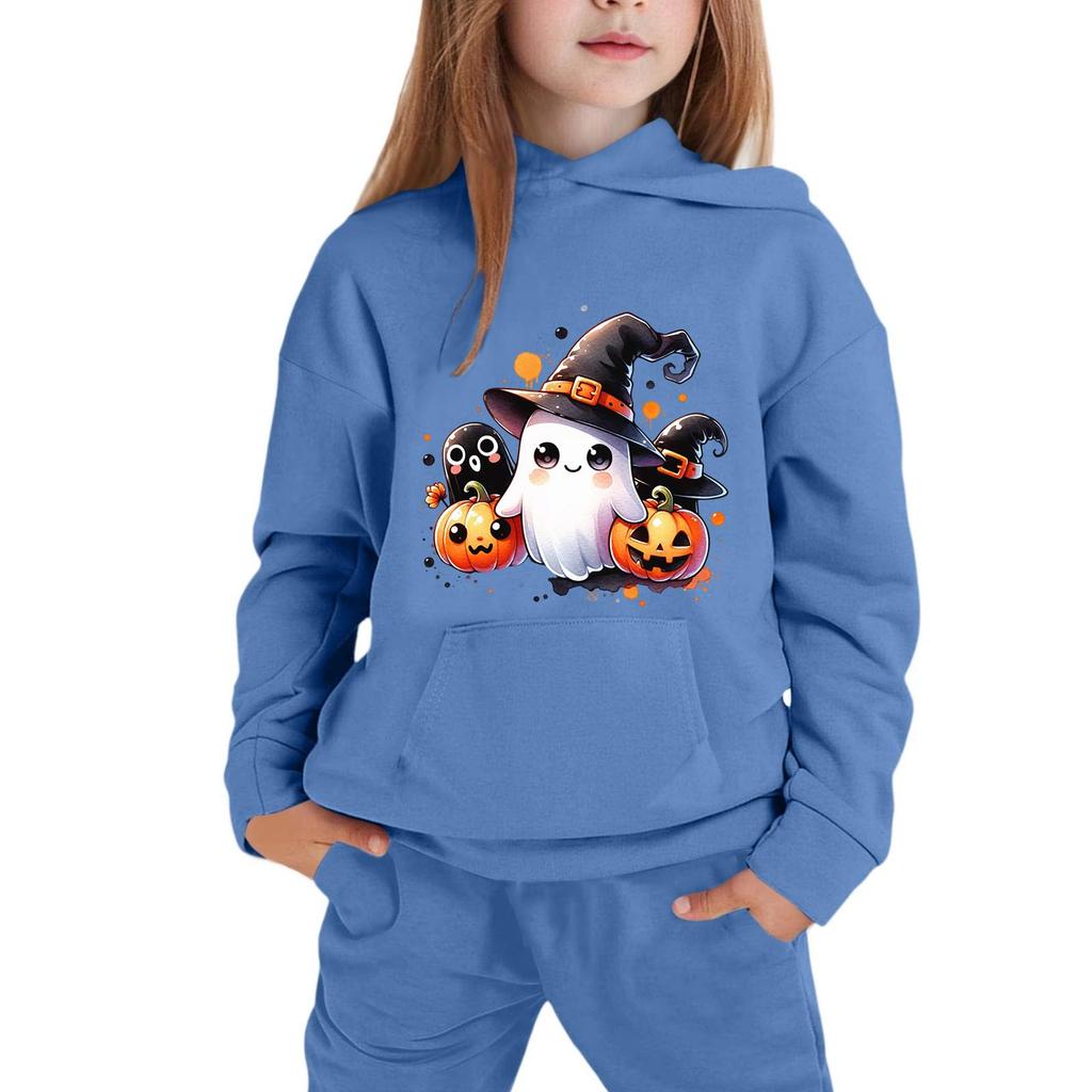 Kids' Hooded Sweatshirt with Halloween Print for Boys and Girls