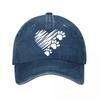 Vintage Heart Paw Print Baseball Cap  New Vintage Washed Cotton Baseball Cap Parent Kids Sun Hats