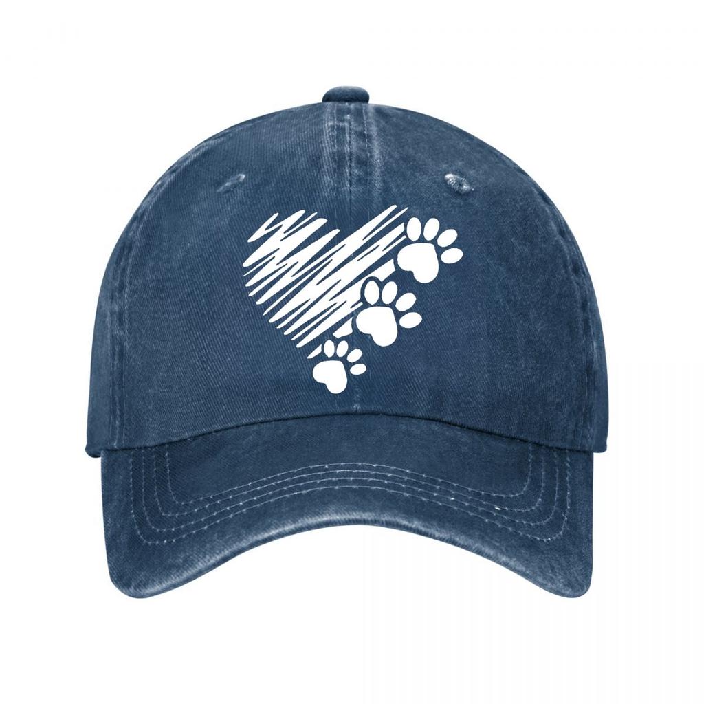 Vintage Heart Paw Print Baseball Cap New Vintage Washed Cotton Baseball Cap Parent Kids Sun Hats