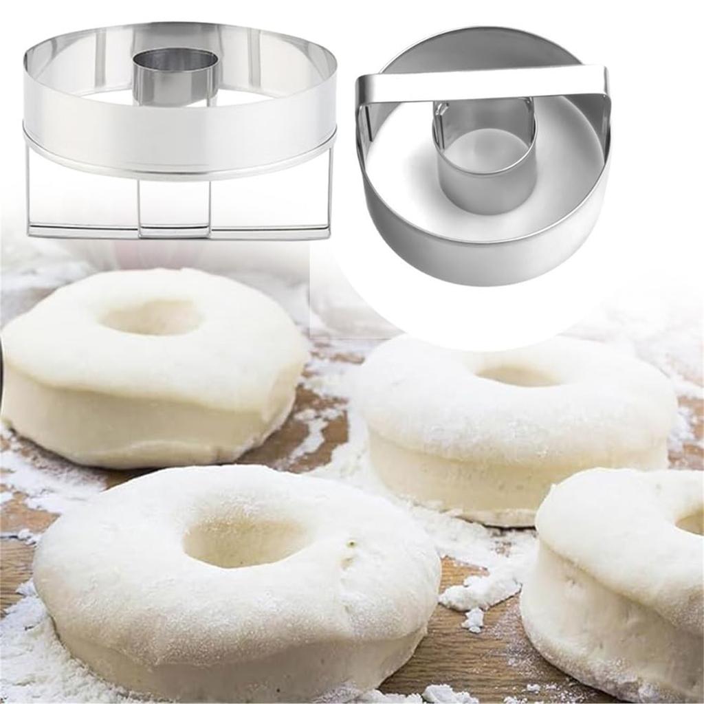 Donut Cutter With Handle, Stainless Steel Round Cutter, Circle Cutter, Multi-Functional Dough Slicing Tool Baking Molds