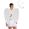 Mens Valentine Cupid Cosplay Costume Heart Shaped One Shoulder Romper Bodysuit Detachable Cuffs Feather Wings Set