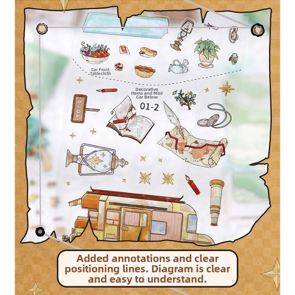 DIY Scene Sticker Postcard Cartoon Scene Sticker Set Postcard Landscape Stickers Journaling
