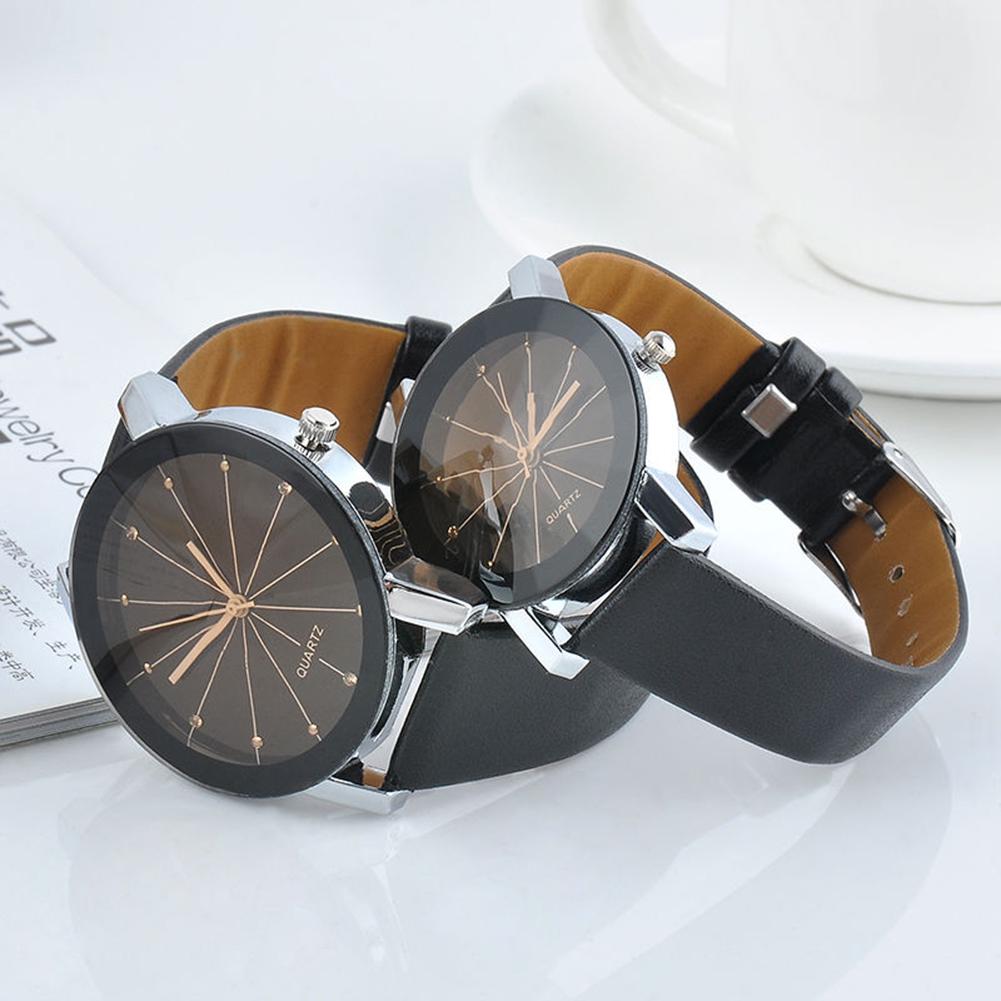 Luxury Couple Quartz Sport Military Stainless Steel Dial Leather Band Wrist Watch Fashion Jewelry