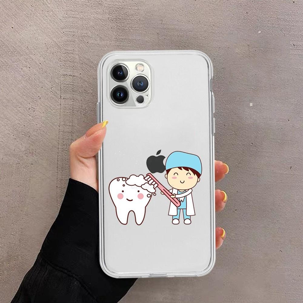 Teeth cute cartoon Phone Case For iPhone 15 13 14 Pro Max XS XR 12 11 Pro 13 Mini 6 7 8 Plus Soft Clear Back Cover
