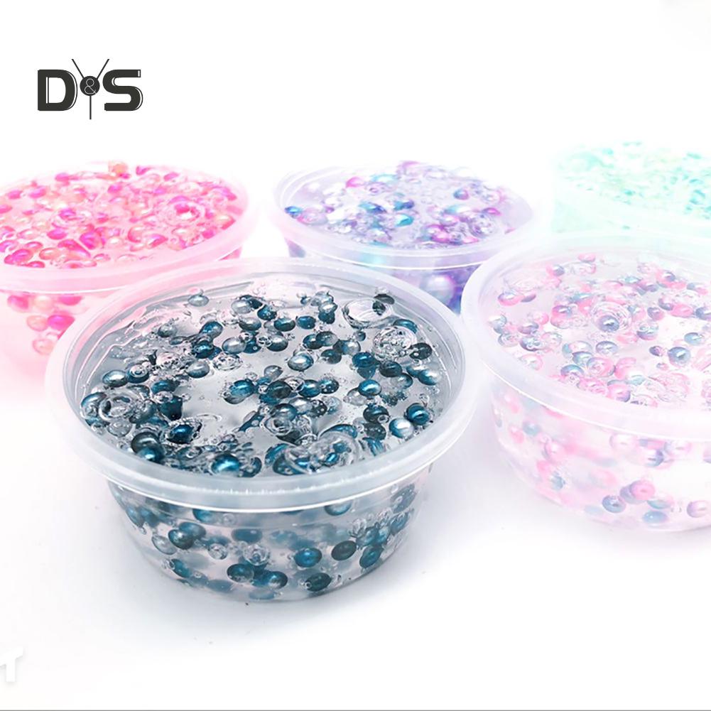 Clear Crystal Slime Multicolor Beads Fluffy Soft Clay Decompression Kids Toy