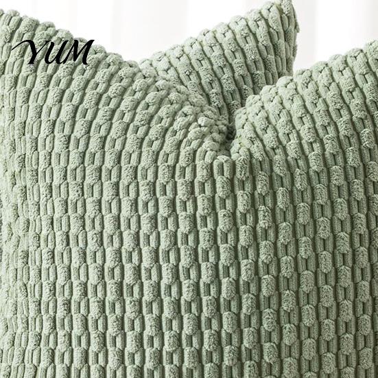 Durable Washable Hidden Zipper Shams Bohemian Corduroy Throw Pillow Cover, Soft Solid Color Decorative Cushion Case, Easy Clean Removable Protectors