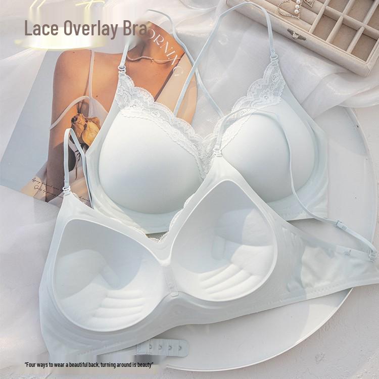 Women's Push-Up Wireless Cross Halter Bra: Seamless, Invisible, Anti-Sagging, Thin Straps, Beautiful Back Design