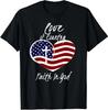 Patriotic Christian Faith In God Heart Cross American Flag T-Shirt - MADE IN USA