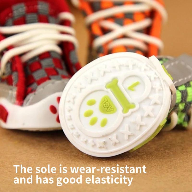 Sapatos para Cão Ursos de Pelúcia Sapatos de Sola Macia Cão Pequeno Cachorro Anti Queda Sapatos Respiráveis Conjunto de 4 Sapatos de Verão para Animais de Estimação