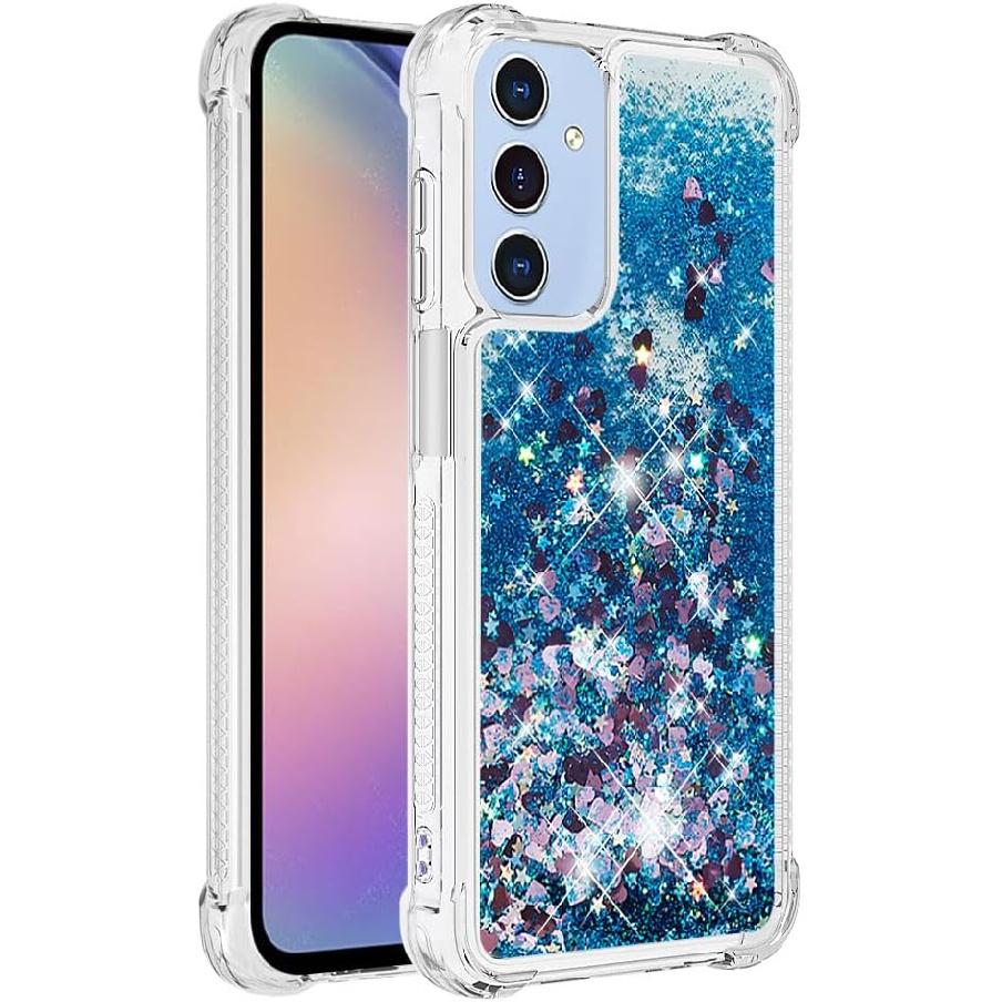 Case for Samsung Galaxy A15 5G, Glitter TPU Cover Clear Flowing Quicksand with Anti-Fall Bumper Corner Shockproof Protection Women Girly Case for