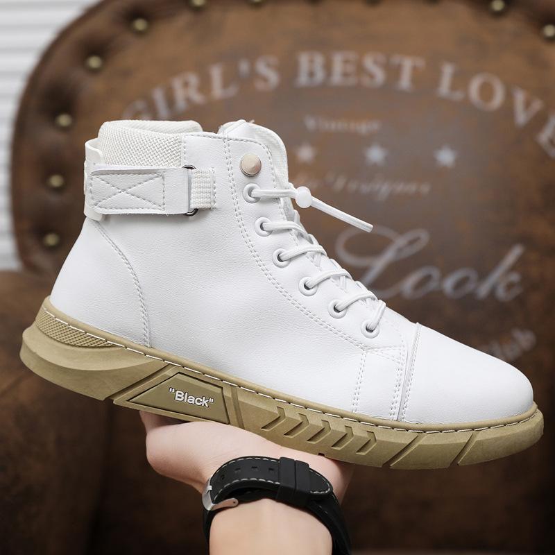 Chaussures Décontractées en Cuir Mode pour Hommes Baskets Confortables Chaussures Décontractées Chaussures de Marche Bottes d'Hiver Chaussures en Cuir Vulcanisé à Lacets pour Hommes