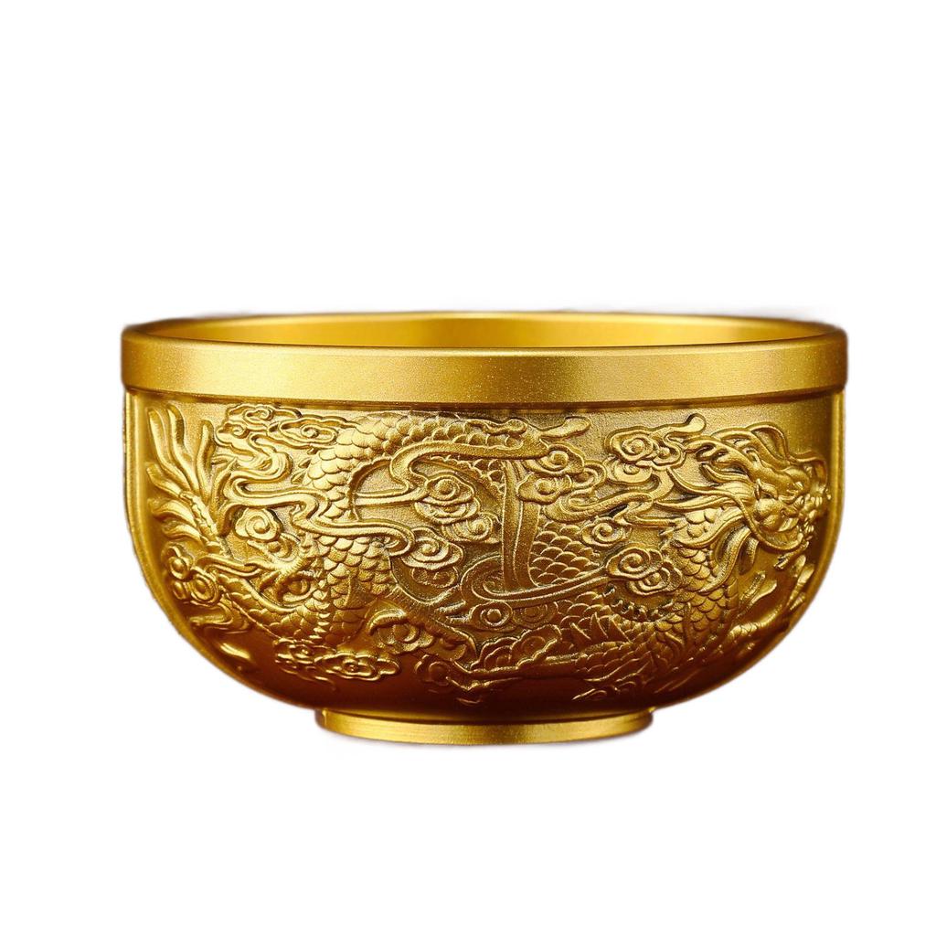 Golden Copper Tableware Set: Bowl, Chopsticks, and Spoon - Elegant Home Display
