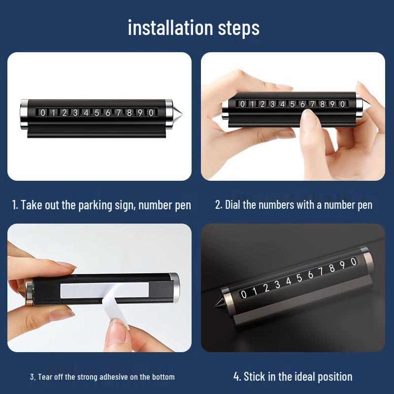 Car Safety Hammer with Temporary Parking Phone Number Plate