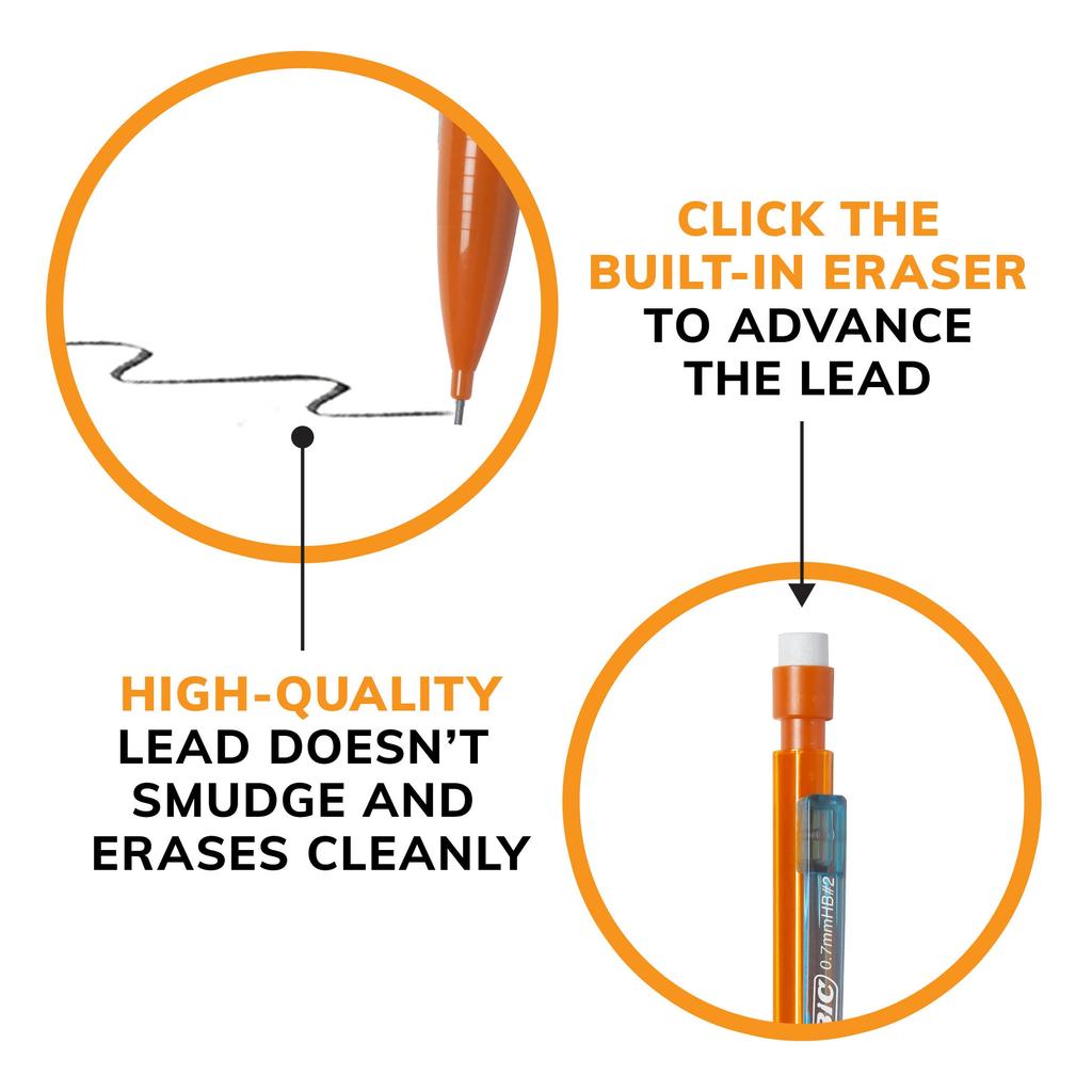 BIC Xtra Smooth Bright Edition Mechanical 40 Pencils, Black, 0.7mm, Count, MPCE40-BLK