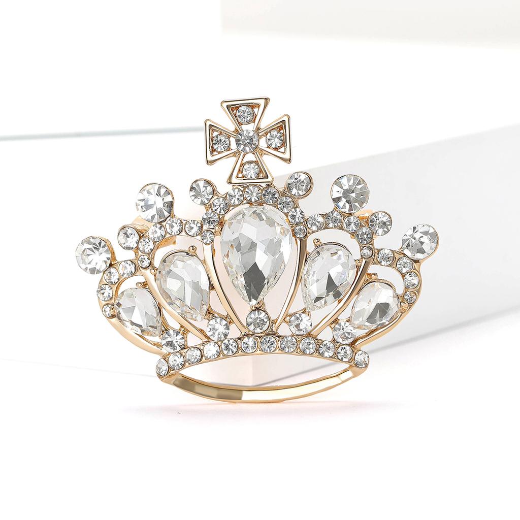 High-Grade Alloy Rhinestone Crown Brooch Exquisite And Versatile Women'S Suit Coat Corsage Jewelry Pin