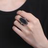Rings for Women CopperFine Jewelry Vintage 11*25 Big Blue Aventurine Turquoise Hollow Out Elegant Finger Ring Gift