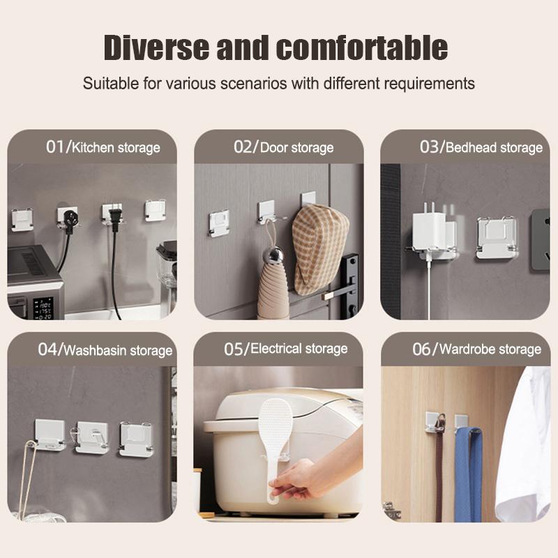 Multifunctional Folding Hook Plug Hook Seamless Paste Wall-Mounted Folding Bracket Power Cord Storage Rack