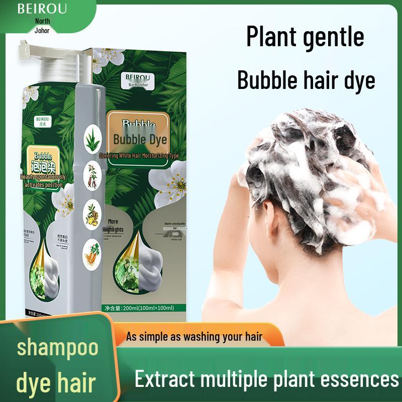 Trendy Plant-Based Bubble Hair Dye for Gray Hair - DIY Unisex Cream, Gentle on Hair