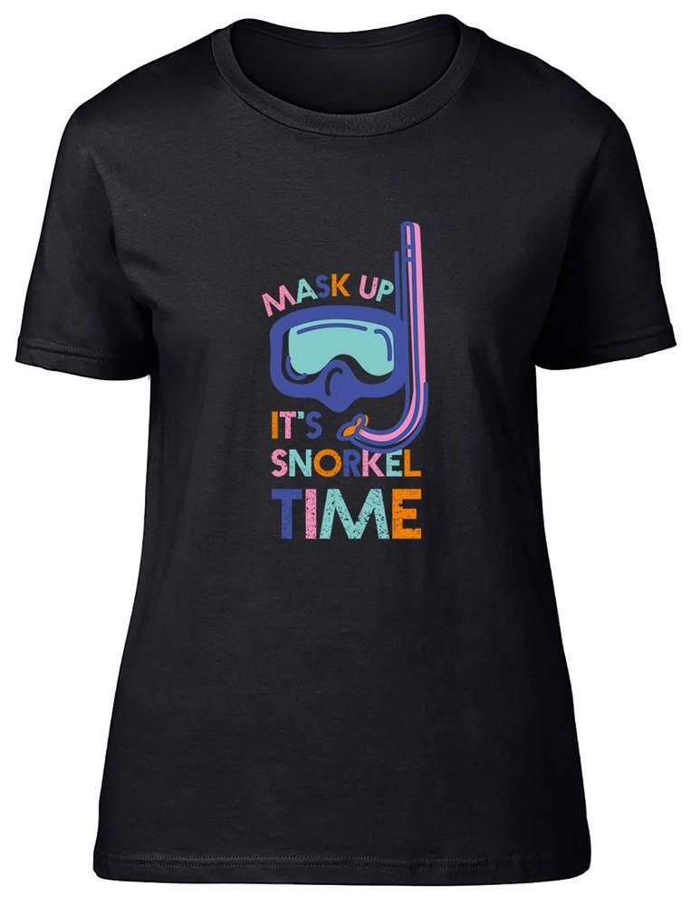 

Mask Up It s Snorkel Time Snorkelling Womens T-Shirt Ladies Gift Tee 4XL