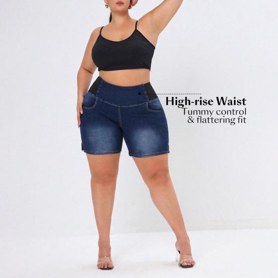Women's Size Shorts Bermuda Jean Shorts Plus with Pockets Butt Lifting