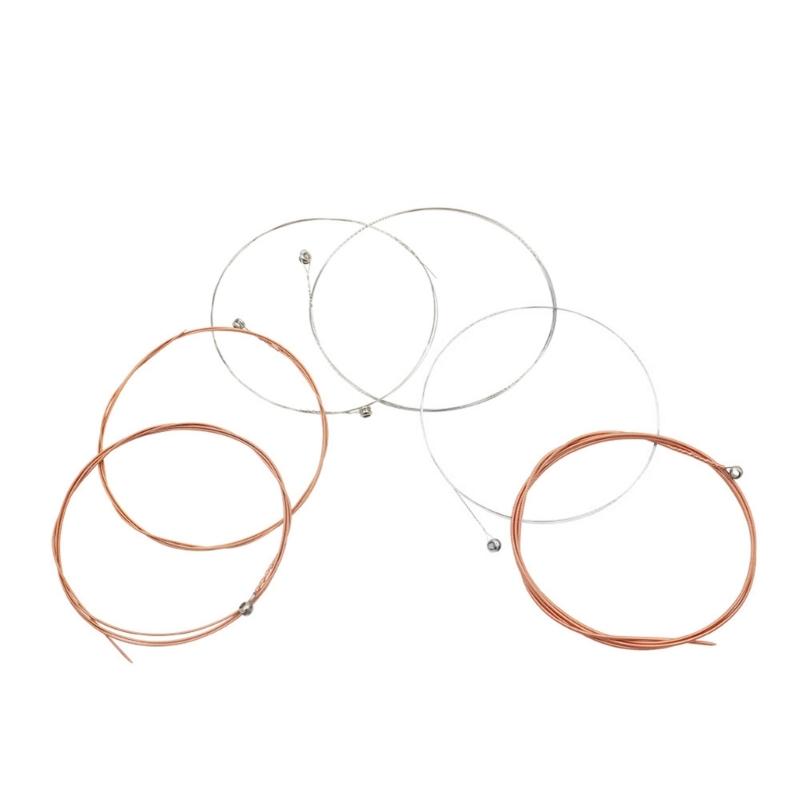 6 Pieces Steel Core Folk Guitar 6 String Replacement Sets Stainless Steel Acoustic Guitar Strings Kits for Folk Guitars