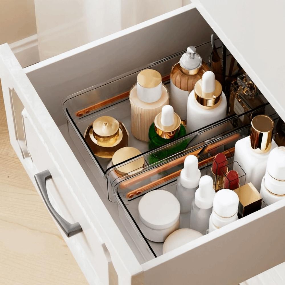 Plastic Retractable Drawer Organizer Right Angle Sorting Storage Box Cabinet Storage Bins  Spice