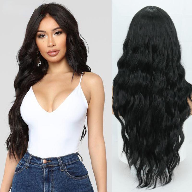 

MERISIHAIR Золотой градиент волнистый длинный парик без челки оранжевый синий парик из синтетического волокна для дам косплей 24inches