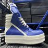 Men Shoes Trendy Blue Leather Casual Double Bottom Premium Women's Zipper Thick Soled Sneakers Height increasing Shoes