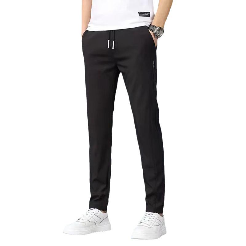 Black Label Plus Men's Slim Fit Tall Straight Fleece Pants - Autumn/Winter Korean Casual Trousers