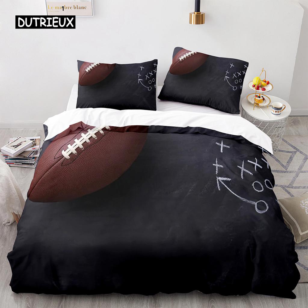 Football Duvet Cover for Boys Girls Burning Football Comforter Cover Microfiber Sports Games Theme Soft King Size Quilt Cover