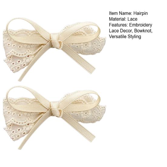 2 szt. Spinki do włosów dla dziewczynek Bezszkodliwe Zaokrąglone Klipsy z Miękką Koronką Wstążką Satynową Kok Dekoracja Narzędzie do Stylizacji Grzywki Akcesoria do Włosów