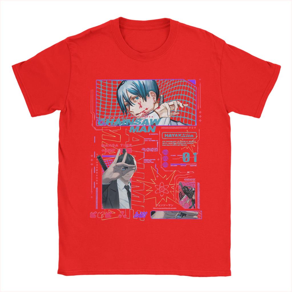 Funny Chainsaw Man Hayakawa Aki T Shirt Men Cotton Short Sleeve  Round Neck Summer Clothes