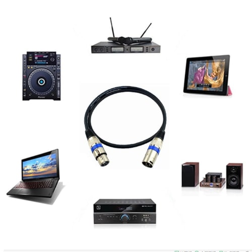 XLR Cable, Microphone Cable, XLR (Male) To XLR (Female), Audio Cable, XLR Connector, 3-Pin Extension Cable (1.5m)