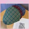 Checkered Pattern Vintage Beret Hat With Breathable Cotton For Fashion Women