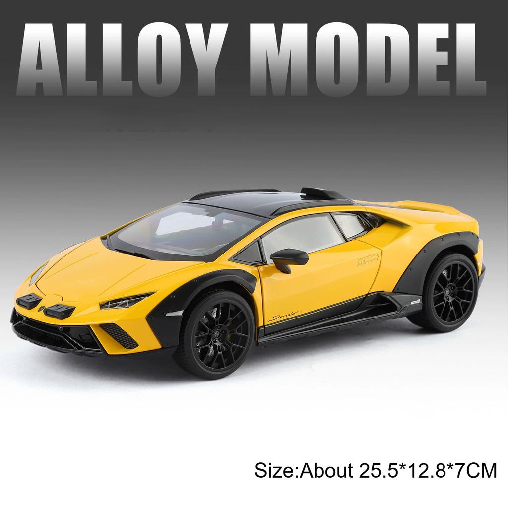 1:18 Scale HURACAN STERRATO SVJ63 Car Model Toy Sound Light Shock Absorption Sliding Supercar Models Children's Interactive Toys