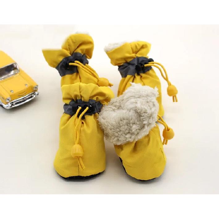 4pcs Antiskid Puppy Shoes Waterproof Winter Pet Dog Anti-slip Rain Snow Boots Footwear Thick Warm For Prewalkers Socks Booties