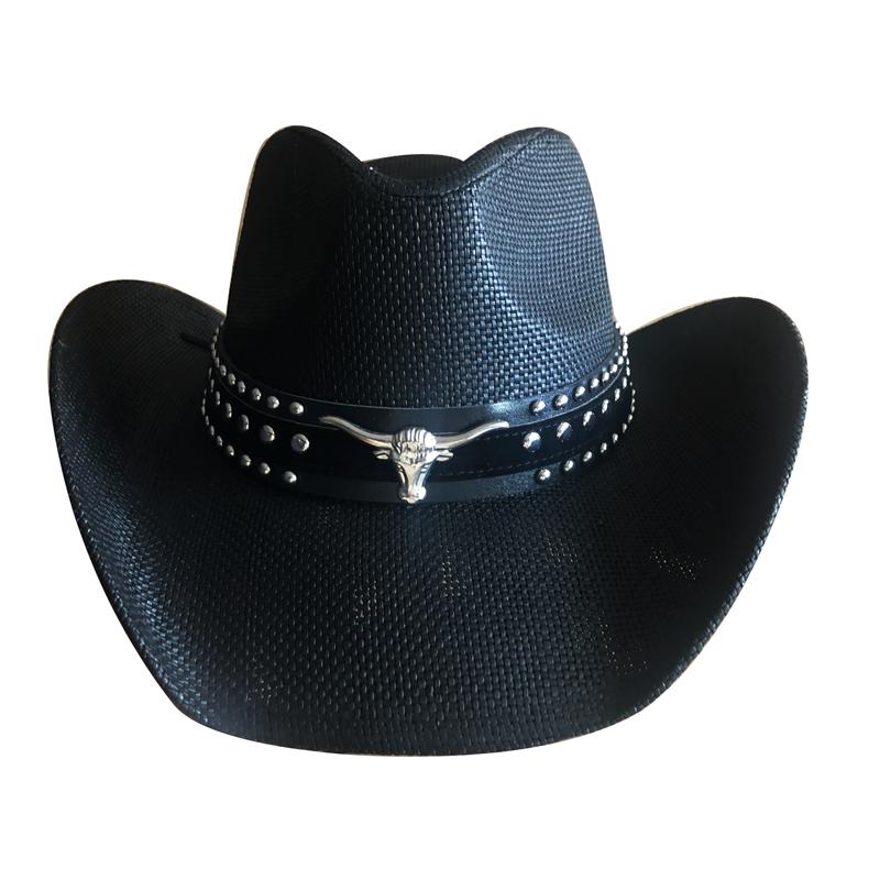 Thickened summer cowboy hat sun hat black summer thickened sun hat cowboy straw hat men and women beach hat