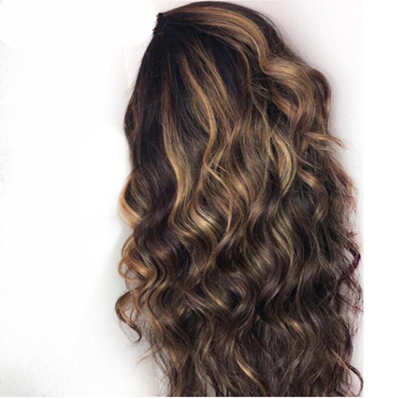 European American Wig Dyed Gradient Gold Long Curly Hair High-temperature Silk Synthetic Headband