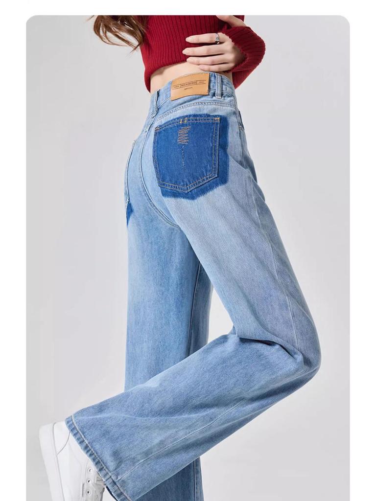 Women's High Waist Wide Leg Jeans - 2025 Spring/Autumn Retro Slim Fit Straight Leg Pants