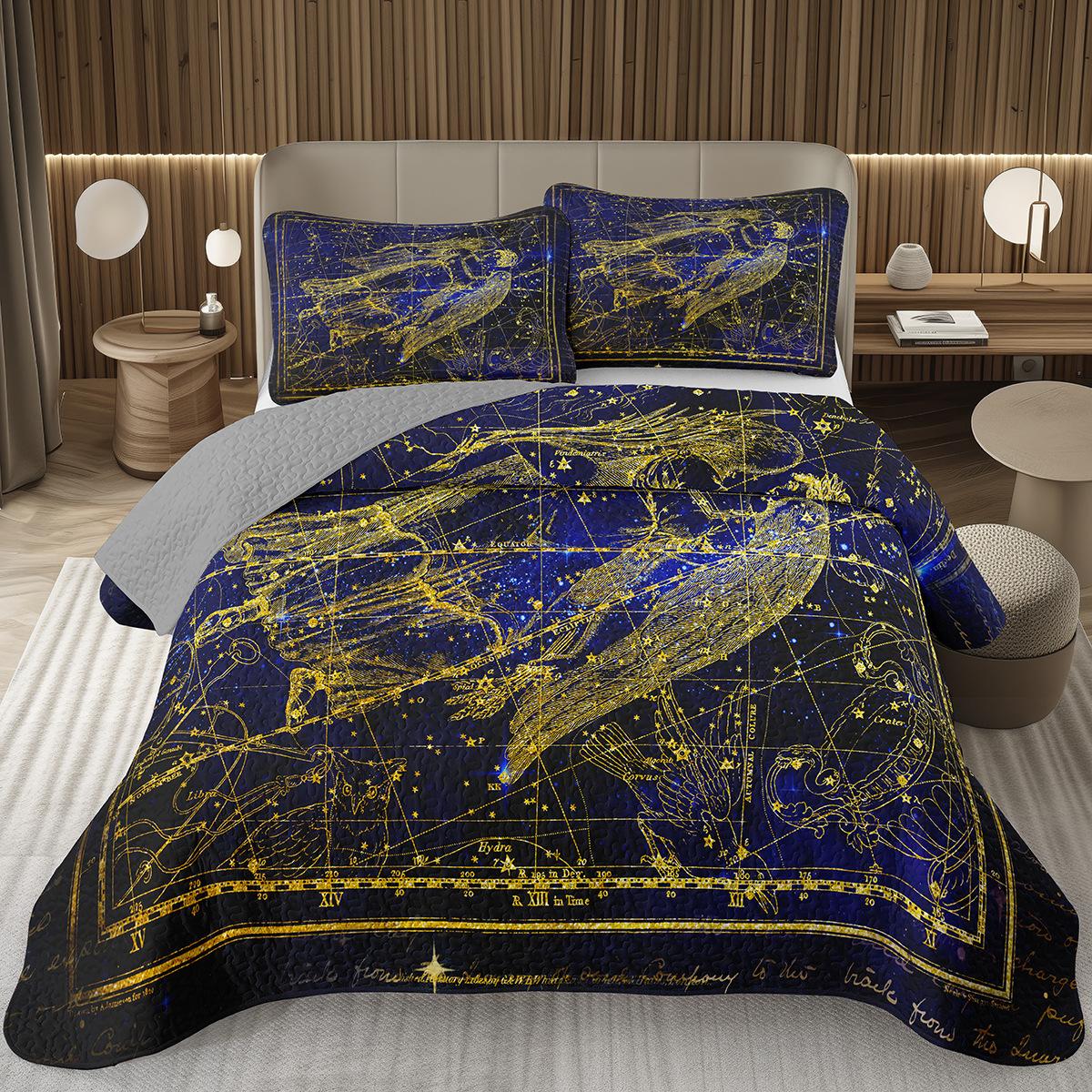 

Constellation Coverlet Queen Psychedelic Celestial Bedding Trippy Galaxy Bedspread Set Twelve Constellations Zodiac Quilt Set EU Single 135x200cm