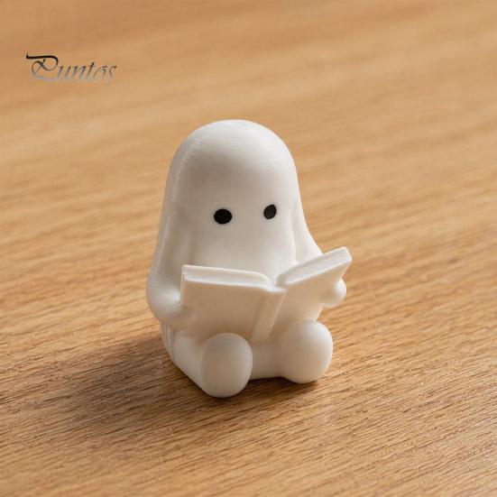 Halloween Desk Decorations 3D Printed Ghost Figurine, Cute Spooky Resin Statue, Funny Desktop Tray Decorative for Scenes Decor, Tabletop Centerpiece