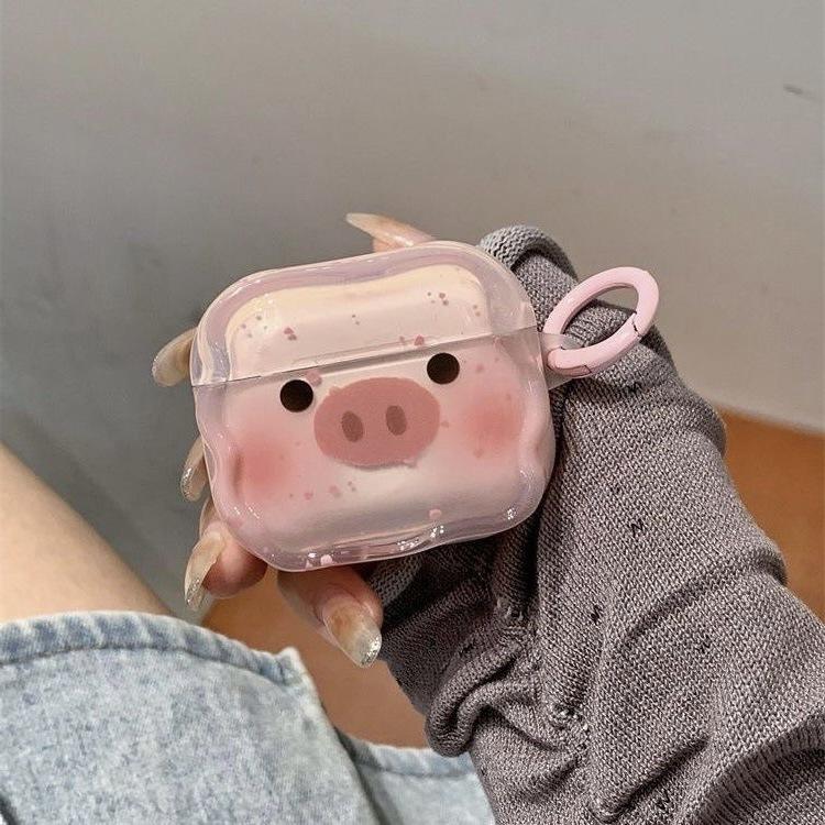 Cartoon süßes pinkes spritzendes Schweinchen für AirPods 1 Apple Kopfhörerhülle Schutzhülle Weiche Hülle Kopfhörerabdeckung