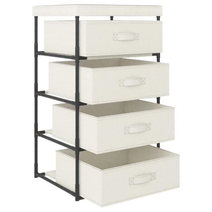 VidaXL Étagère de rangement avec 4 paniers en tissu Acier Crème