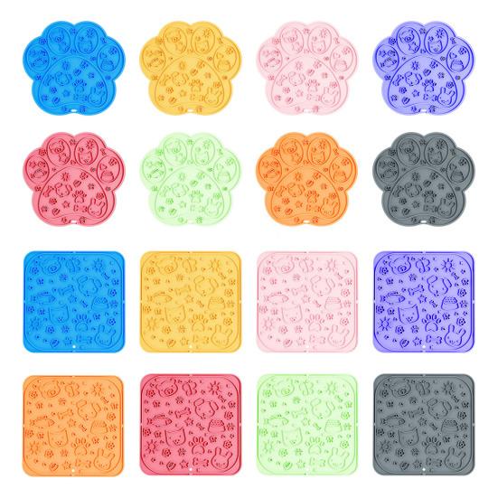 Dogs Cats Silicone Lick Mat Anti-choking Anxiety Relief Square Paw Shape Pet Food Mat with Suction Cup Slow Eating Puzzle Feeder Licking Mat