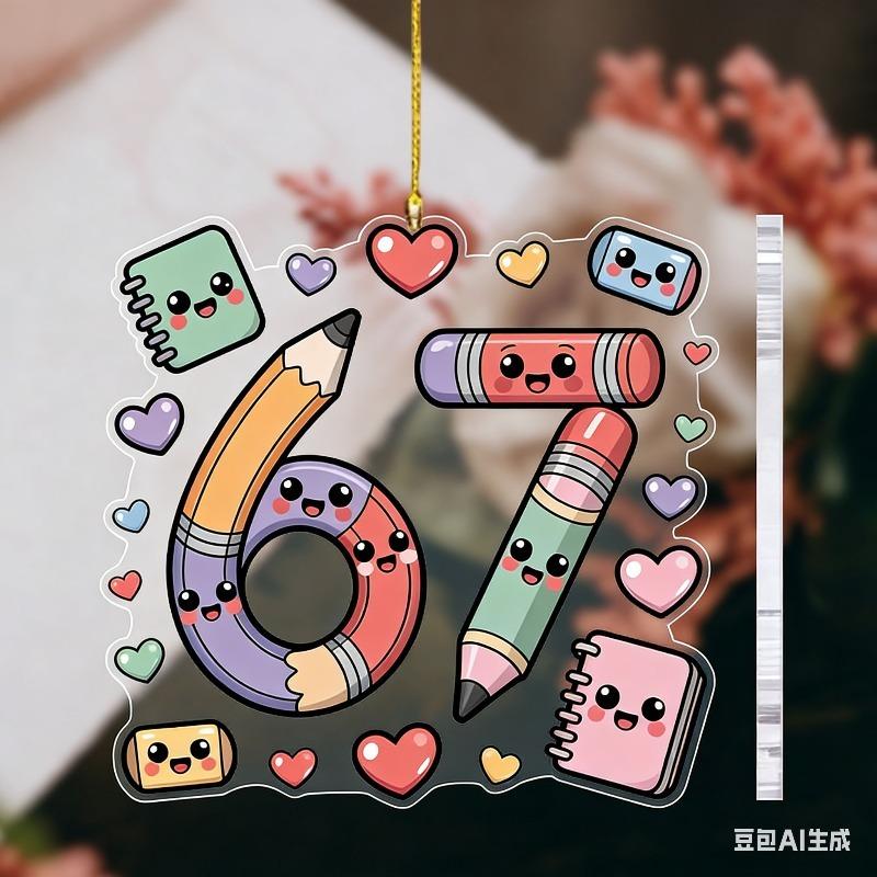 2D Flat Acrylic Six Seven Pencil-Shaped Decoration Sign, Suitable for wall decoration, porch, room, villa, accents Home, Hallway, or Workplace - Rusti