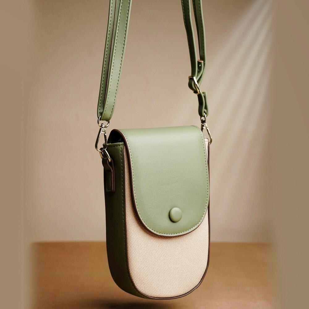 

RSINC Small Crossbody Bags Semi Oval PU Leather Adjustable Shoulder Olive Green B0DVQ175YL