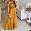 Women's One-Shoulder Short-Sleeve Long Spring Dress