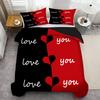 Love Pattern 3D Printed Quilt Cover Set Black Red Color Matching Couple Style Bedding Set Home Textiles Duvet Cover Pillowcases