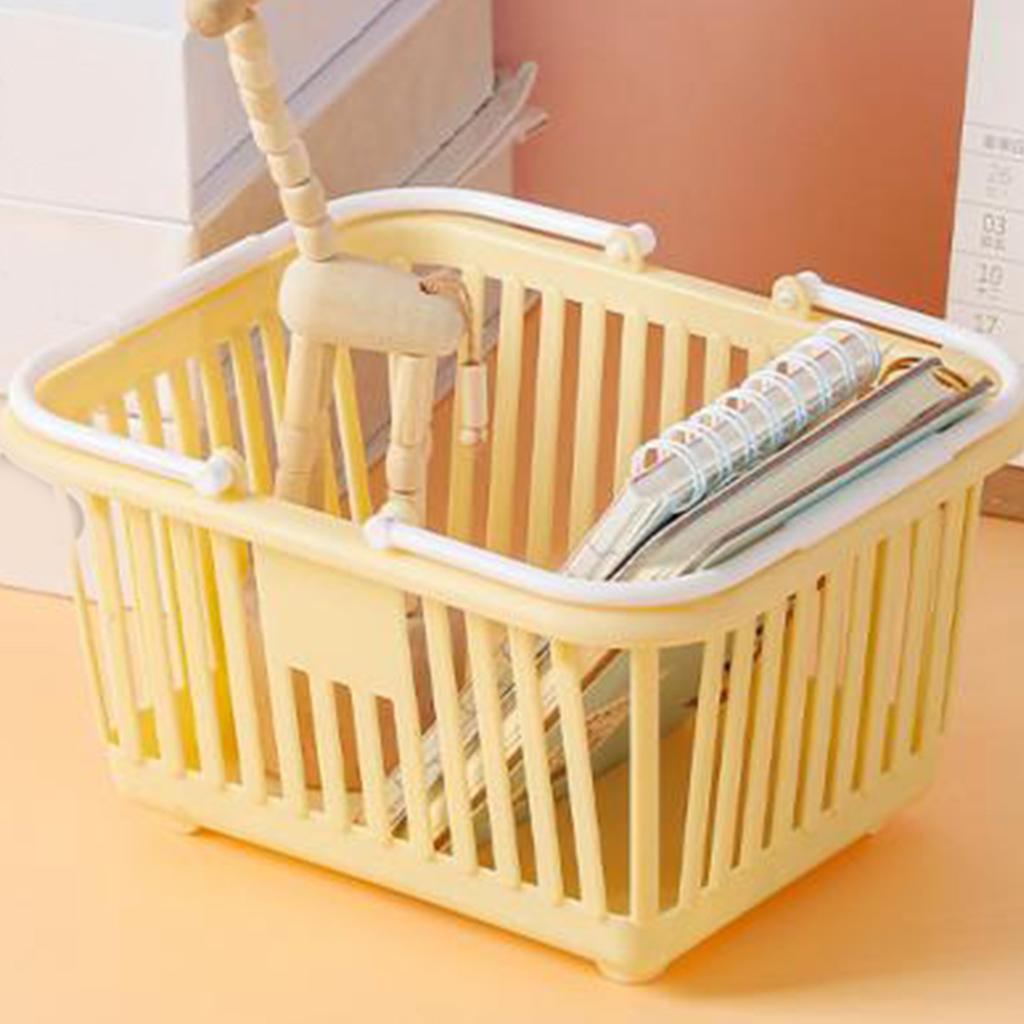 Storage Basket Multifunctional Compact Plastic   Basket with Handle for Desk