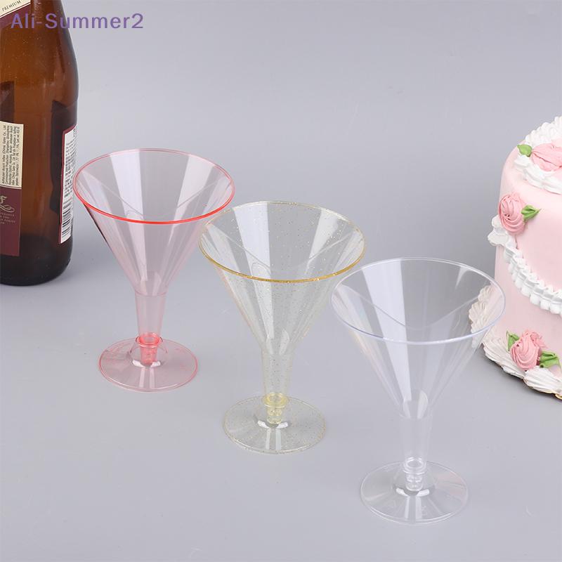 {Summer2} 10Pcs Plastic Martini Cups Transparent Cocktail Dessert Unbreakable Mini Cups For Wedding Party Bowl Wine Ice Cream